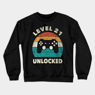 21st Birthday Decoration Level 21 Video Crewneck Sweatshirt